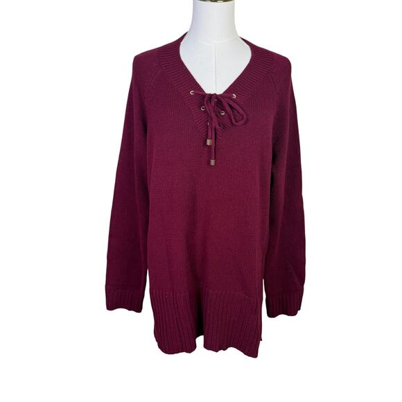 Liz Claiborne V Neck Tie Long Sleeve Knit Sweater US Women's XL - Picture 1 of 5
